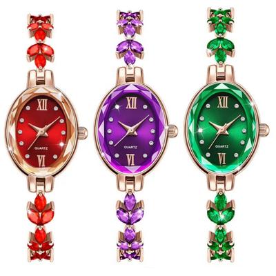 Orologi da donna con strass Orologio da polso con cinturino al quarzo ovale impermeabile da donna