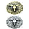 Vintage Carved Floral Pattern Belt Buckle Metal Adult Bull Head Shape Buckle Replacement DIY Craft Belt Oval Buckle