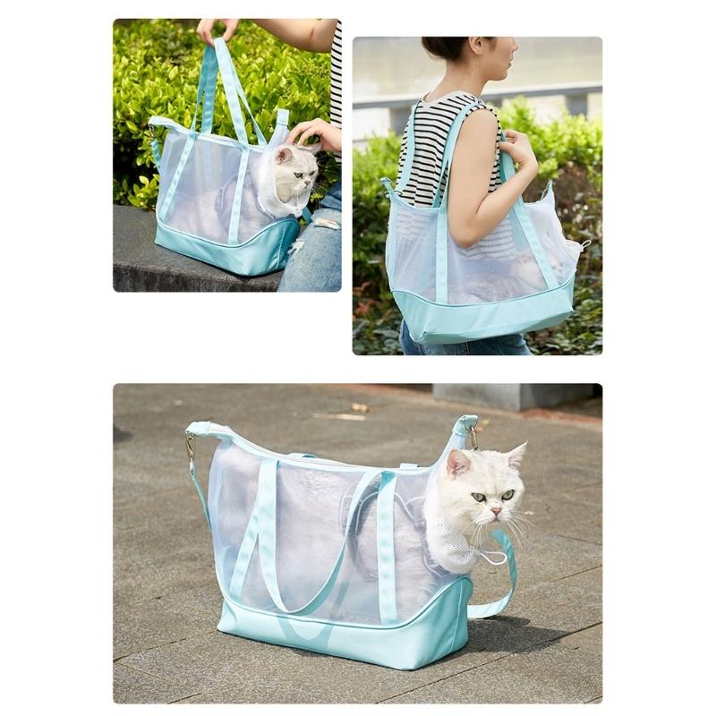 Sac de transport pour animaux de compagnie en maille de nylon avec design ventilé Sac de transport portable pour chats Voyage Extérieur