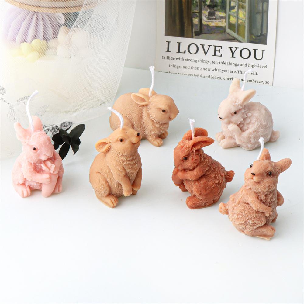 Cute Vertical Ear Rabbit Silicone Candle Mold Easter Bunny Soap Resin Mould for Animal Lover Desktop Ornament Aroma Craft Making