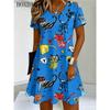 Women's Cute Dolphin Print Round Neck Short Sleeve Nightgown