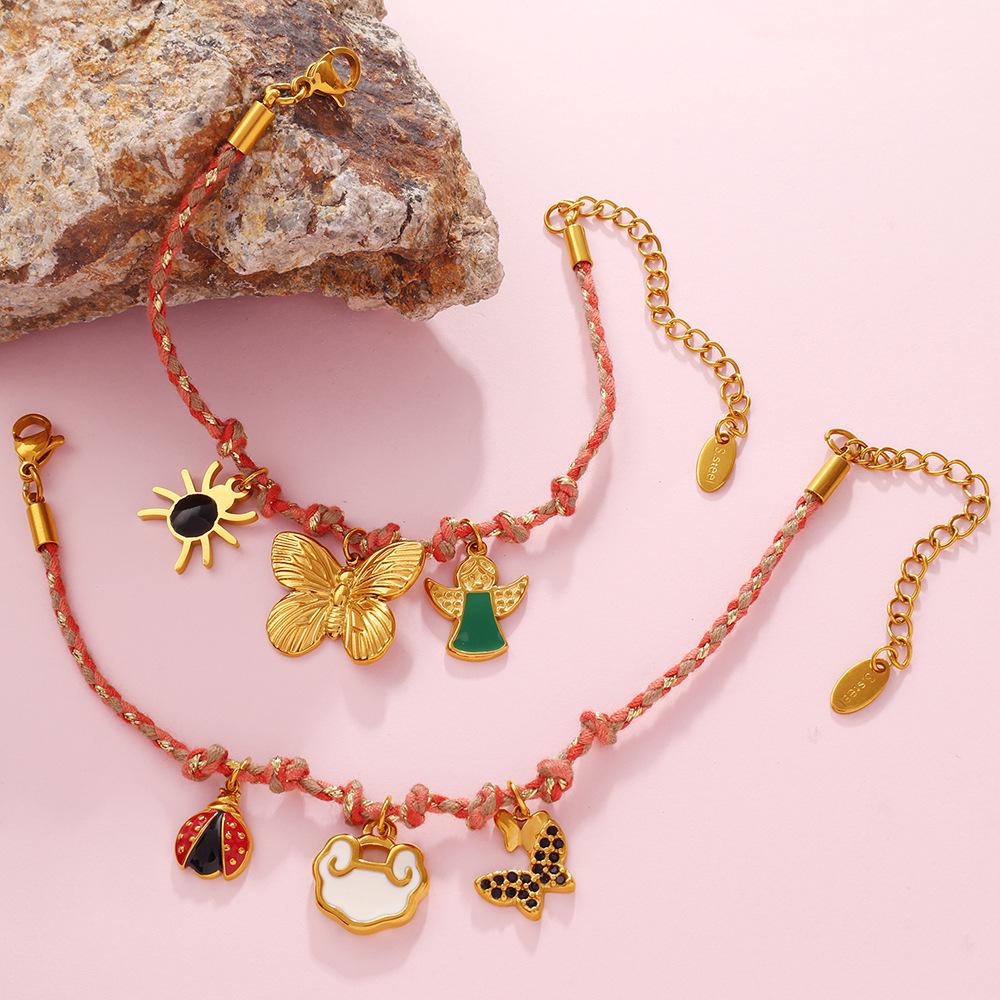 European & American Cross-border Fashion Niche: DIY Flower Heart Pendant Bracelet & Necklace Set
