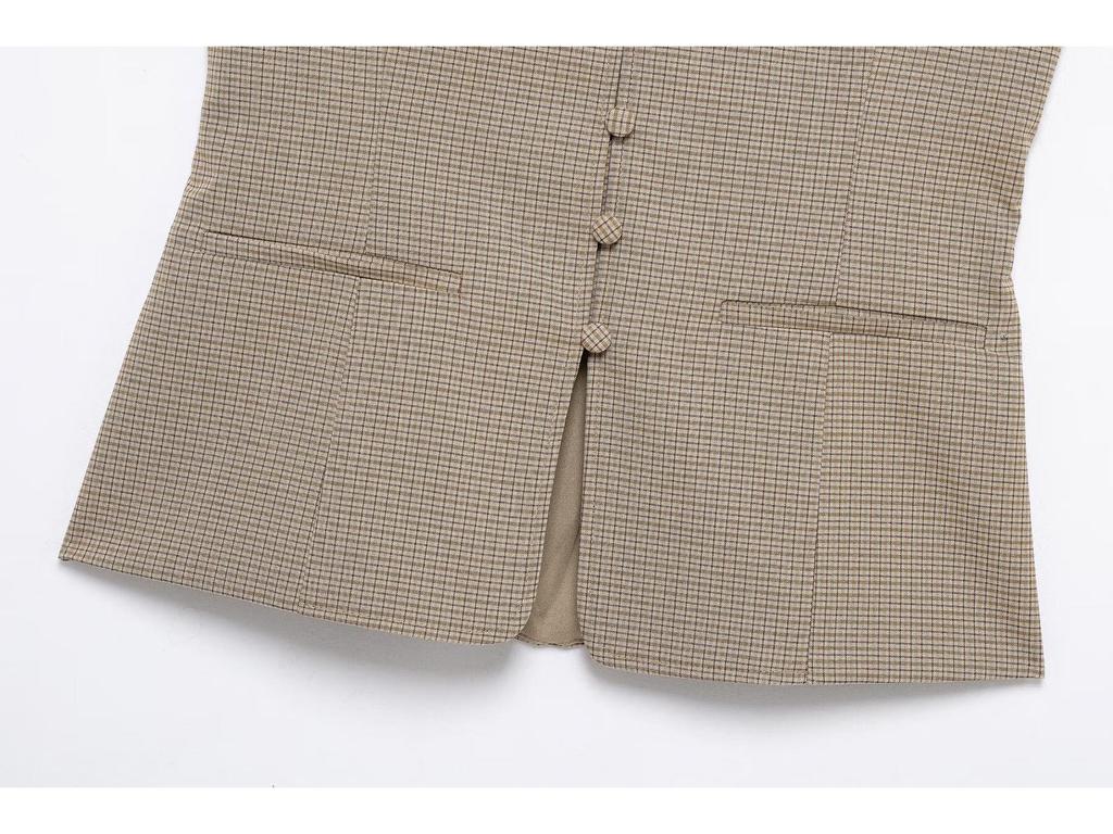 TAOP&ZA Spring/Summer Women's Sexy Slim Fit Plaid Bandeau Tank Top