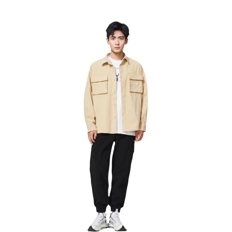 Li-Ning Logo Print Single-Breasted Jacket Men Jacket Milk-Brown AFDSB25-3