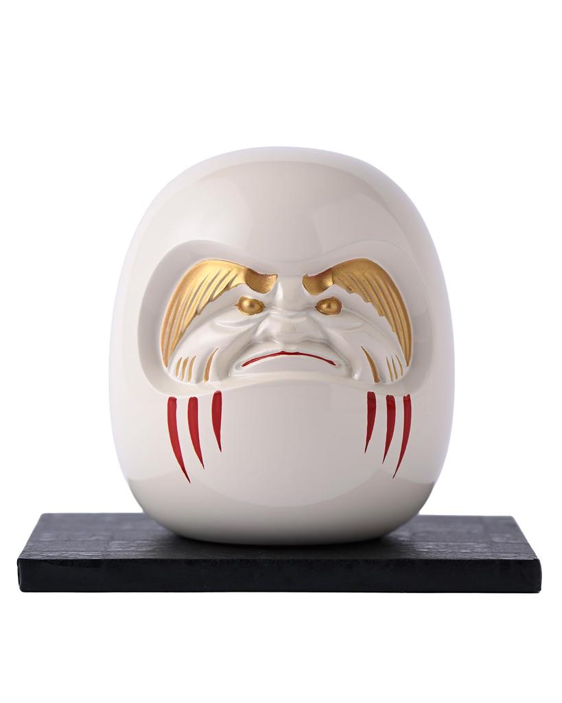 Gin-Yado White Daruma Figurine by Engaku Daishi, Takaoka Bronzeware (Daruma WH)