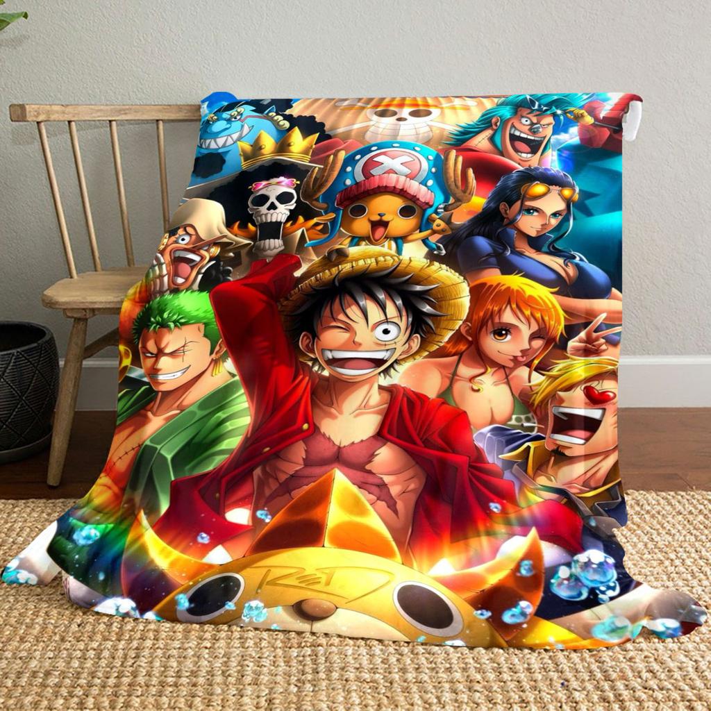 One Piece Luffy Print Blanket, High-quality Nap Blanket, Warm and Soft, Suitable for Sofas, Beds, Camping Trips, and Offices.