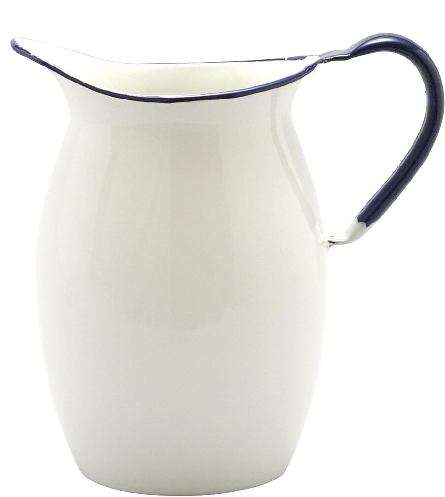 Nodahoro Pitcher Emalje Varmebestandig Interiør Vase Vase Made in Japan White Border Navy 1,7L HP-13