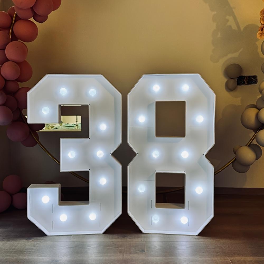2 Stück DIY 73cm Digitales Licht mit Weißem Licht 3D KT-Platte Digitales Modell Geburtstag, Jubiläumsparty Dekoration, 18 Jahre, 20 Jahre