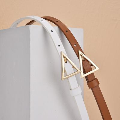 Modische Dreiecksschnalle Dünner Gürtel Damen Pu-Ledergürtel Damen Dekorative Kleider Mantels Hosenbund EMA