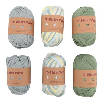 6 Rolls T Shirt Yarn Soft Elastic Washable Multipurpose Fabric Cloth T Shirt Knitting Yarn Carpet