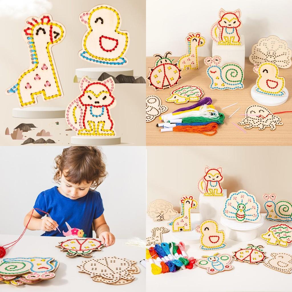Wooden Fox Animal Threading Toy For Kids Early Education Hand Skills Development