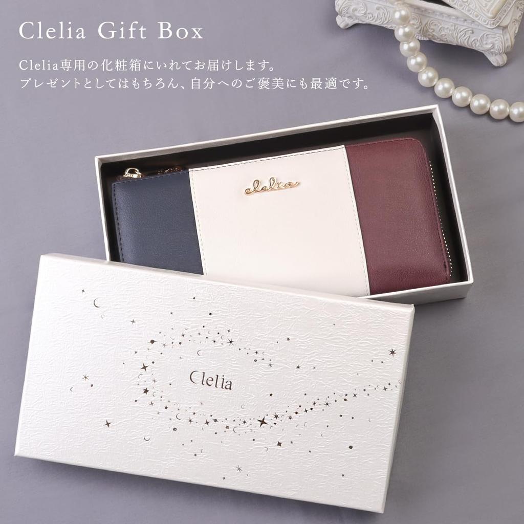 Long Wallet Tricolor Zipper Thin Gusset Faux Leather [Cleria] Women's L-shaped [CL-17010] (Royal Marine)