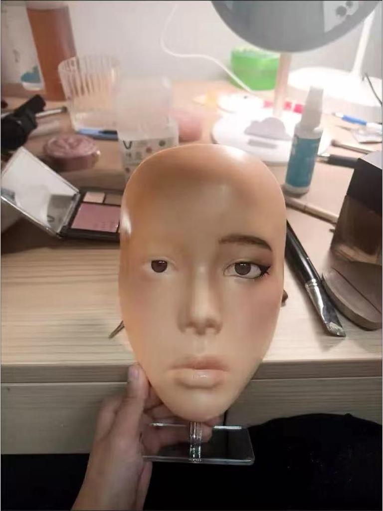 Silicone Practice Mannequin Head for Full Face and Eyebrow Makeup Training