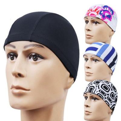 Bademütze, extra weich, hohe Elastizität, wasserdicht, lichtecht, atmungsaktiv, schützendes Polyester, dehnbare Schwimm-Sportmütze, Beanie-Kappen für Damen