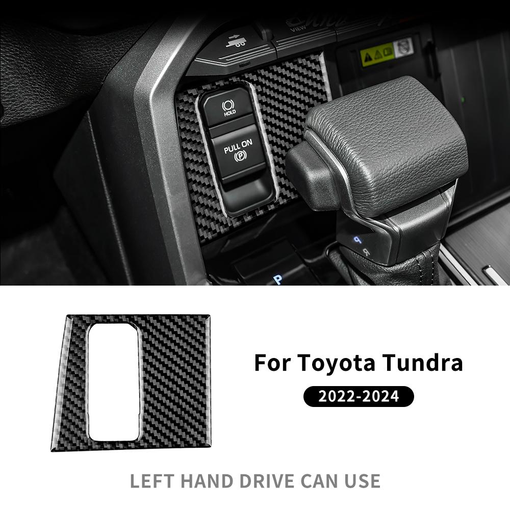 Real Soft Carbon Fiber Sticker For Toyota Tundra 2022 2023 2024 2025 Car Handbrake Switch Interior Trim Decor Accessories LHD