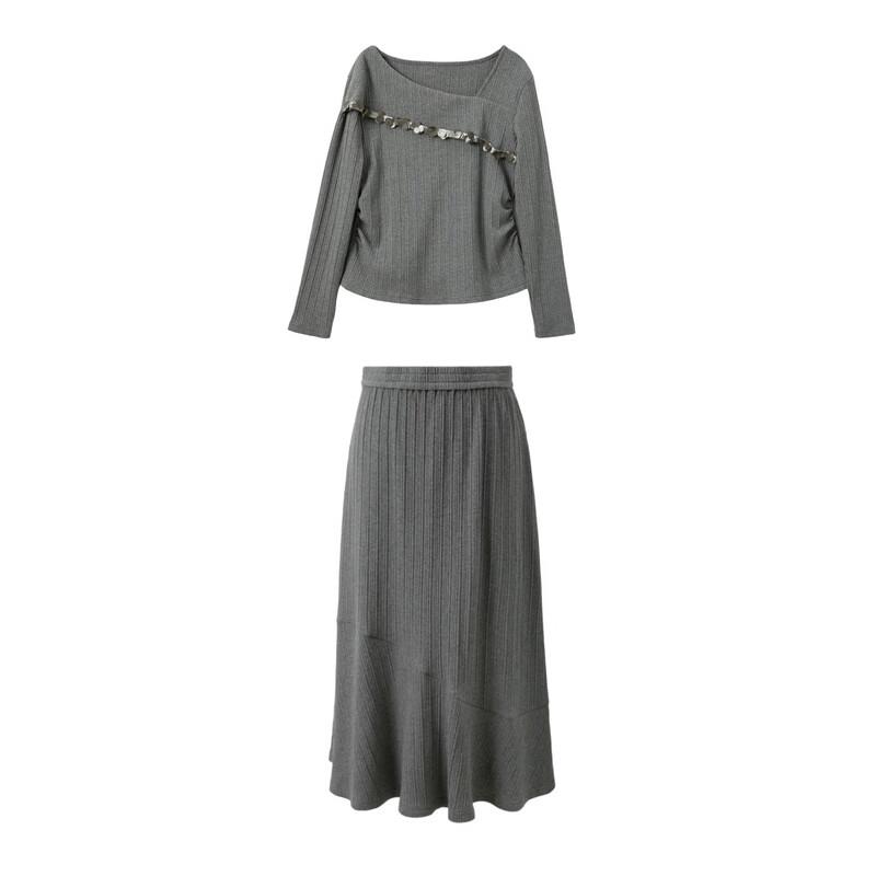 Sancai Plus Size Floral A-line Skirt Set