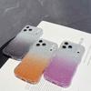 KEYSION Gradient Glitter Jewelled Phone Case for iPhone 16 17 Pro Max Air 16 Plus Wavy Border Lens Protector Shockproof Cover