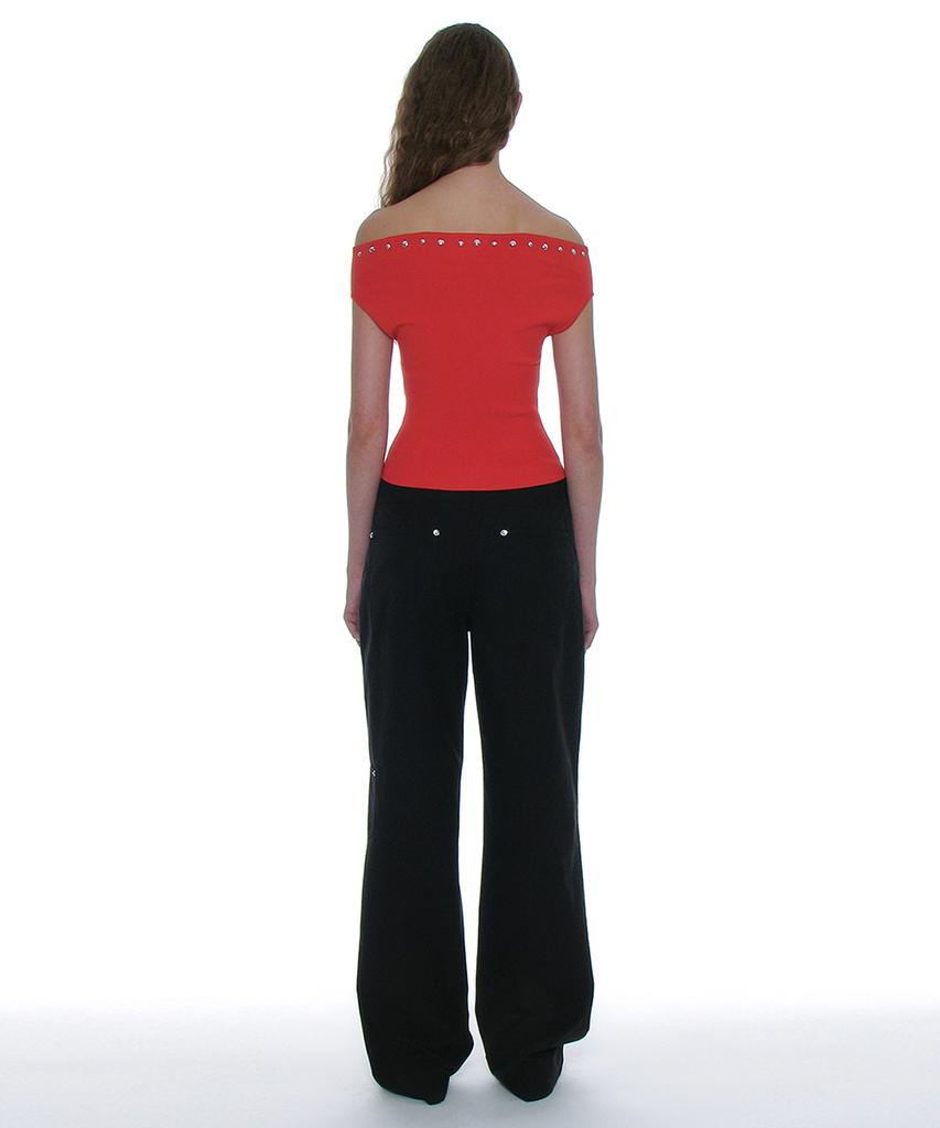 PARTIMENTO WOMEN Low-Rise Pocket Pointed Pants_Black