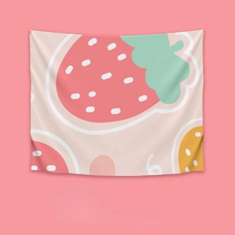 Милый мультяшный медведь клубника подвесная ткань украшение стены дома гобелен офис — фото 3