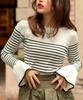 Titibait Boat Neck Bell Sleeve Knit White (ACXP3869), Women's, Medium,