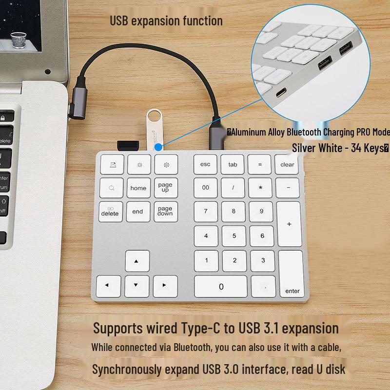 Bluetooth Mini Wireless Keyboard - Silent, Portable, Aluminum Alloy, Compatible with Laptops, iOS, Mac, and External Devices