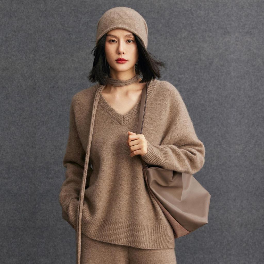 Women's Cashmere Knitwear: Solid Color Loose Fit for Autumn/Winter