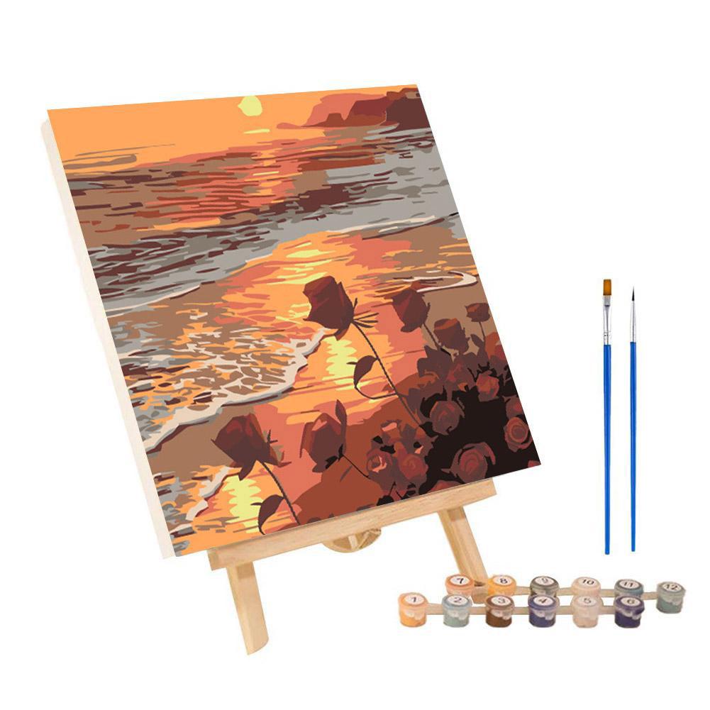 Frame Painting By Numbers Kits Abstract Sunset Landscape Modern Drawing Coloring By Numbers Acrylic Paint For Home Decor
