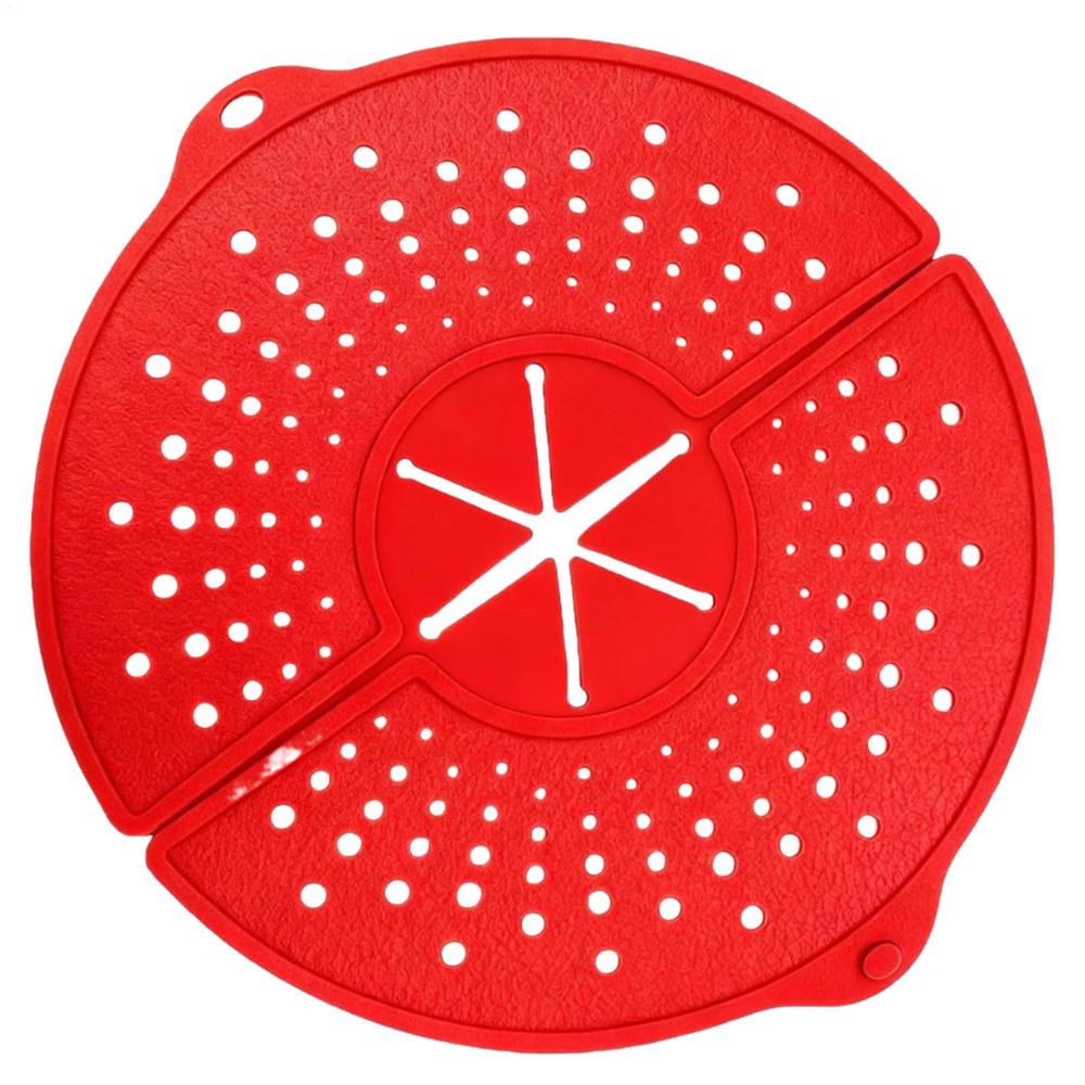 

Silicone Splatter Guard Foldable Silicone Cover Rotatable Grease Splatter Guard For Frying Pot Boiling Stewing Steaming Home красный
