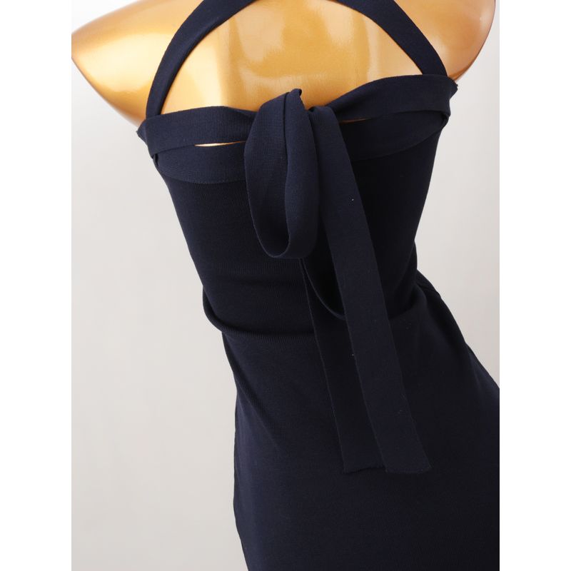 Fashion Style Sexy U Collar Sleeveless Knitting Dress Women's Sexy Lacing Halterneck Waist Slim Looking Bodycon Dress