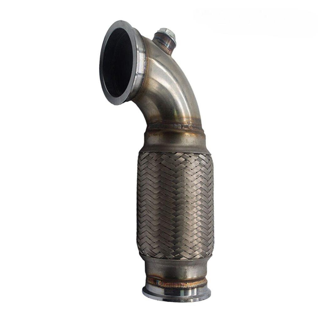 Edelstahl 3 Zoll 76mm V-Band Downpipe Flachprofil 90 Grad mit Flex-Wellrohr Autoersatzteile