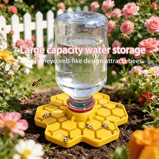 Bee Watering Station for Garden Honeycomb Design Bee Feeder And Waterer Compatible with Regular Wide Mouth Canning Jar for Hives Beekeeping Supplies