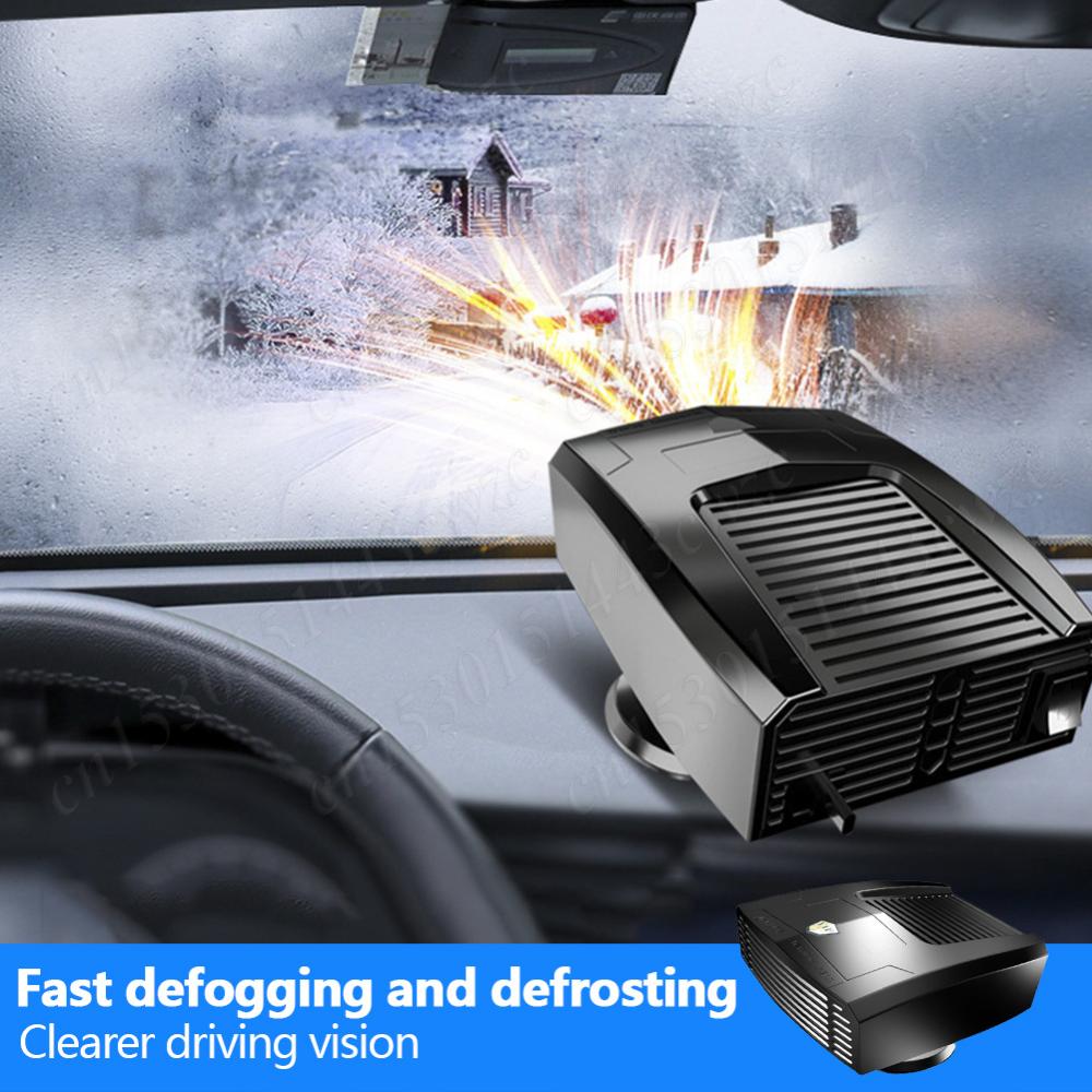 Chauffage de voiture 2 en 1 12V Dégivreur et désembueur de pare-brise Rotatif à 360° Chauffage Dégivreur Chauffage Refroidissement Ventilateur Chauffant Pour Camion Camping-car