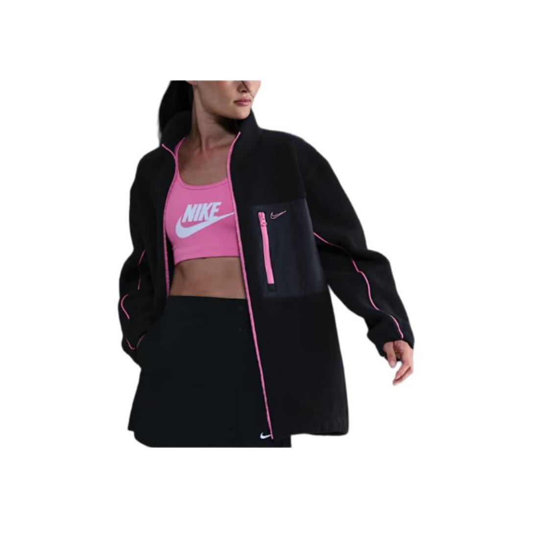 Nike Loose Zipper Stand Collar Long Sleeve Fleece Jacket Women jackets IM7485-010 S