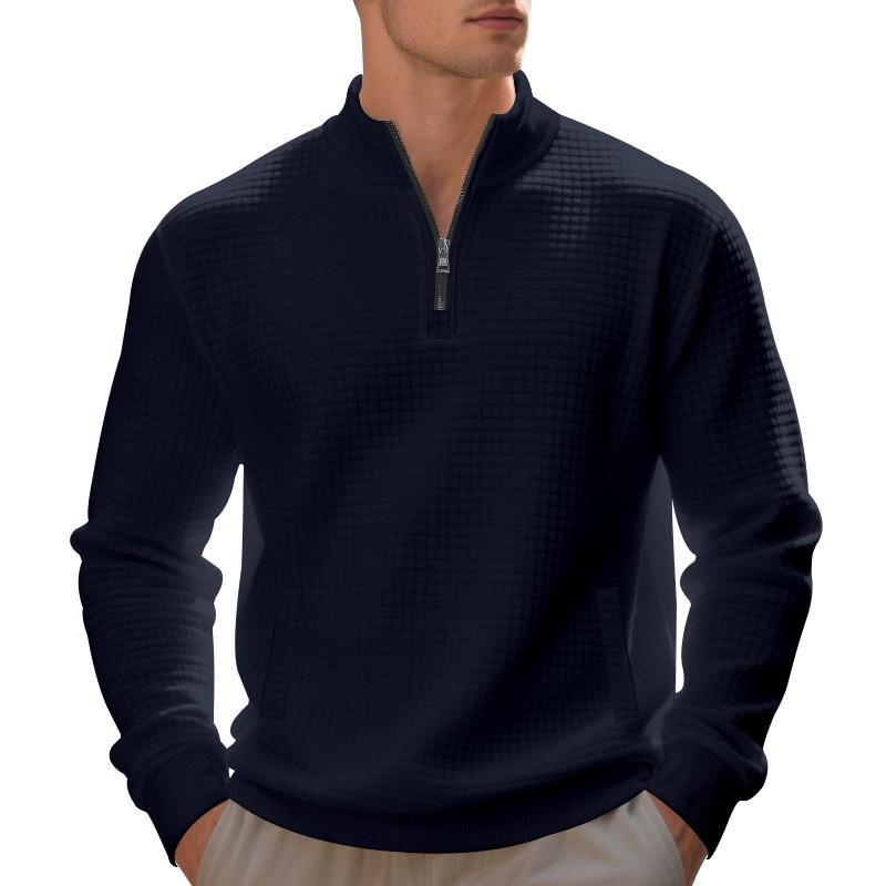 Mens Spring Fleece Sweater With Stand Collar And Zipper For Casual Urban Style