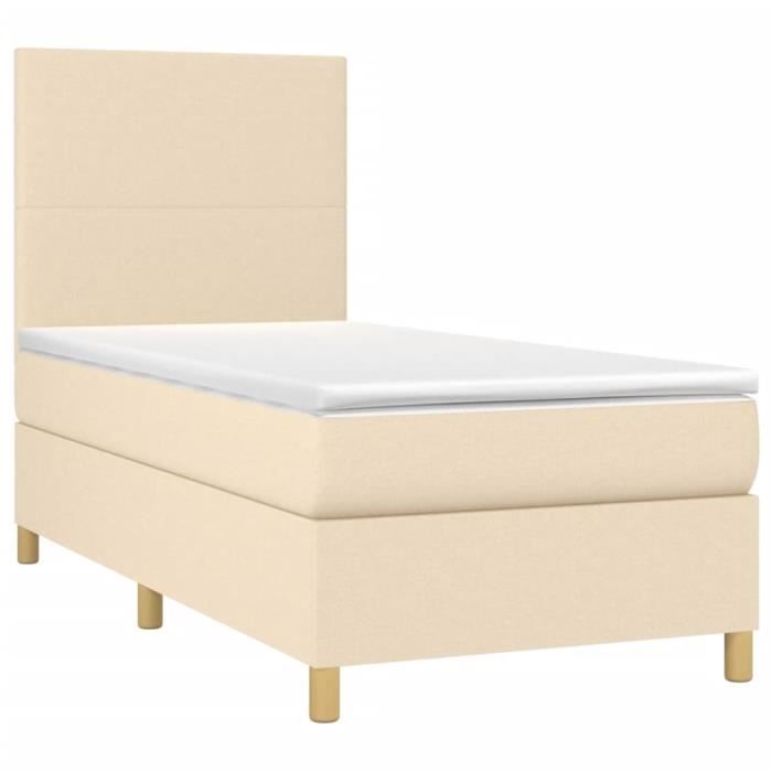 3142142 vidaXL Divan Bed and Mattress Cream 90x190 Cm Fabric