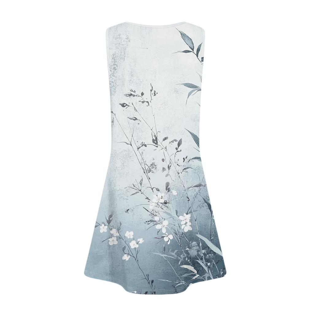 Women's Summer Casual V-Neck Floral Button Dress With Pockets