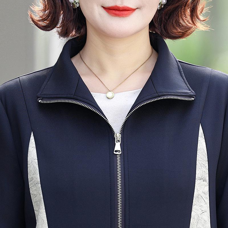 2024 Fashionable Spring & Autumn Tracksuit: Stylish Two-Piece Casual Set for Middle-Aged Moms