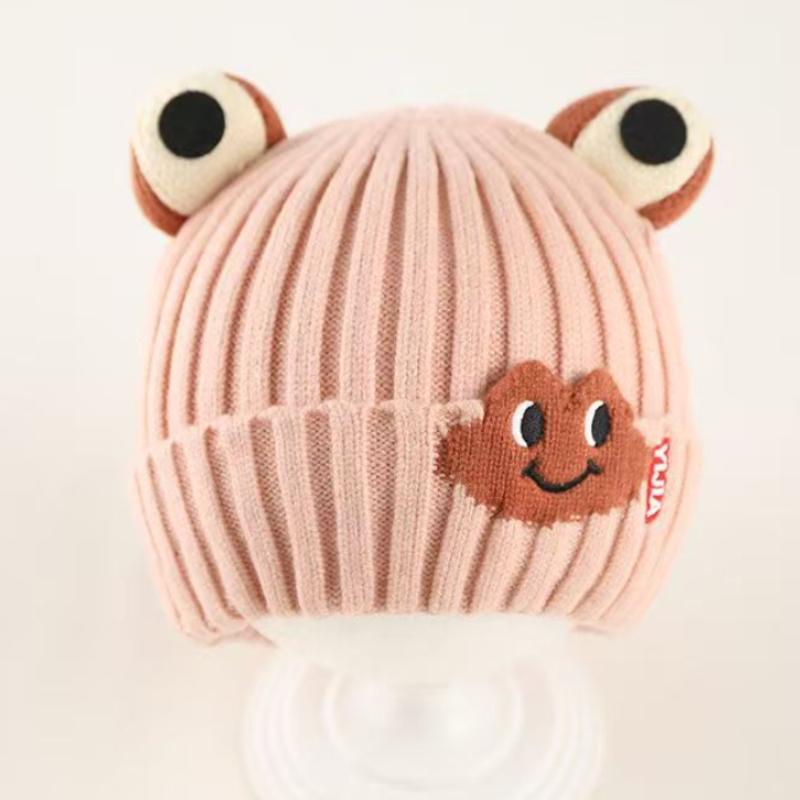 Baby Wool Hat Cute Big-Eyed Frog Ear Protection Hat Winter Thickened Warm Knitted Hat Gift For Kids