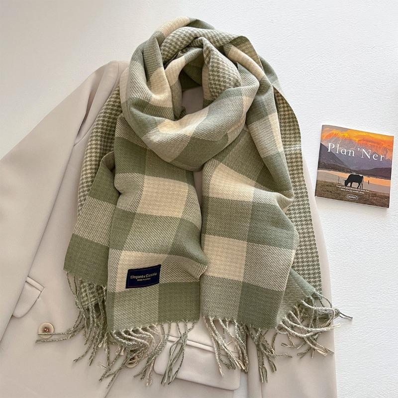 Autumn and winter new versatile scarf women's thickened woven thick beard fringed warm scarf imitation cashmere shawl