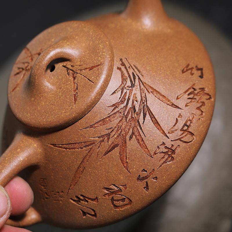 Yixing hrnec z fialového písku z původní rudy, ručně vyřezávaná čajová konvička, domácí čajová souprava kung-fu