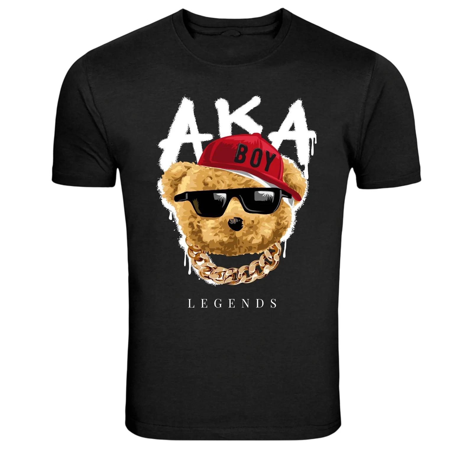 AKA Boy Teddy Bear Hip Hop Streetwear Graphic Tee L