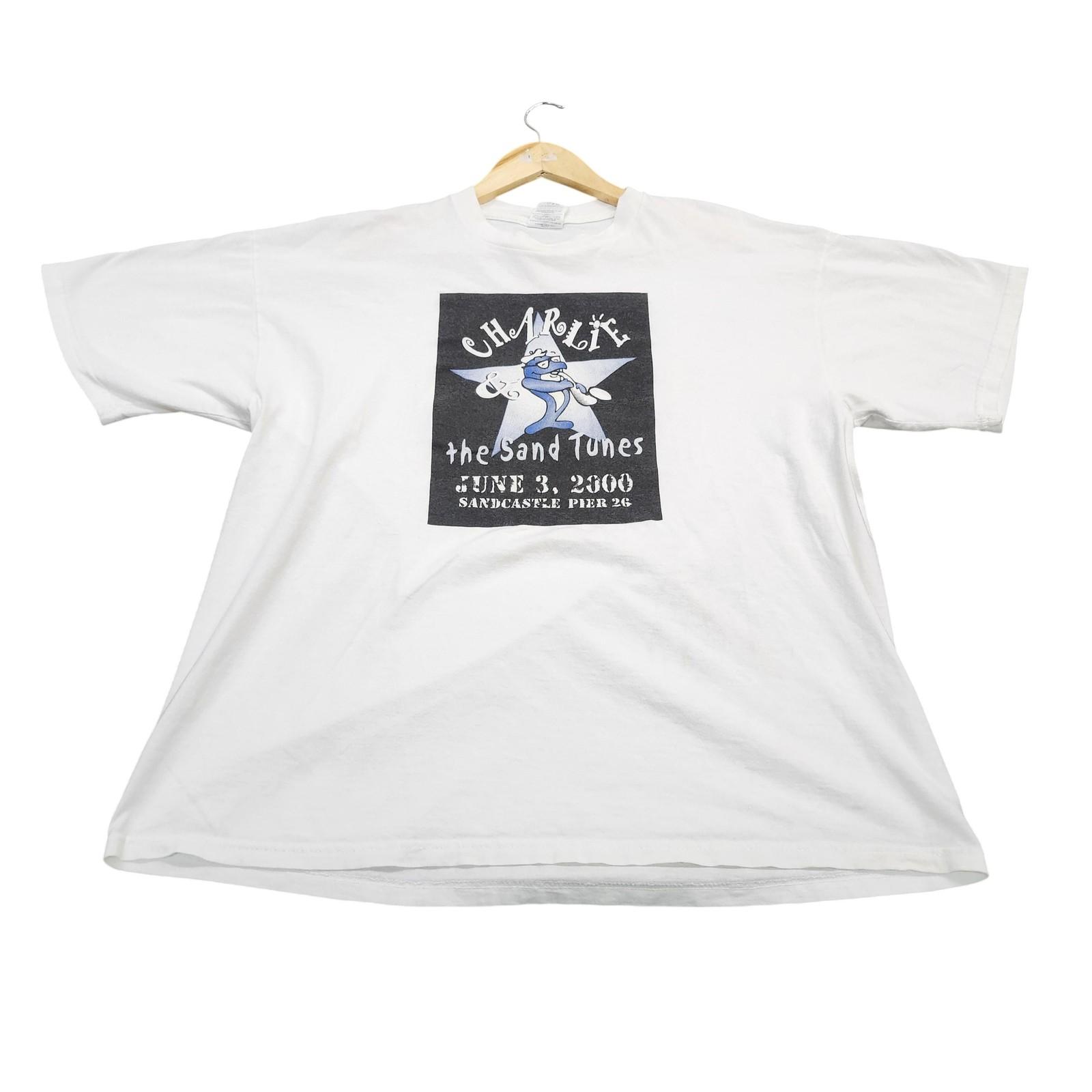 Vintage Jerzees Shirt Mens XL White Charlie Sand Tunes 2000 Concert Graphic Tee Unisex T-Shirt S