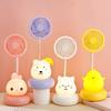 Cartoon Animal Night Light Fan with Flexible Neck USB Rechargeable Bedside Light Desk