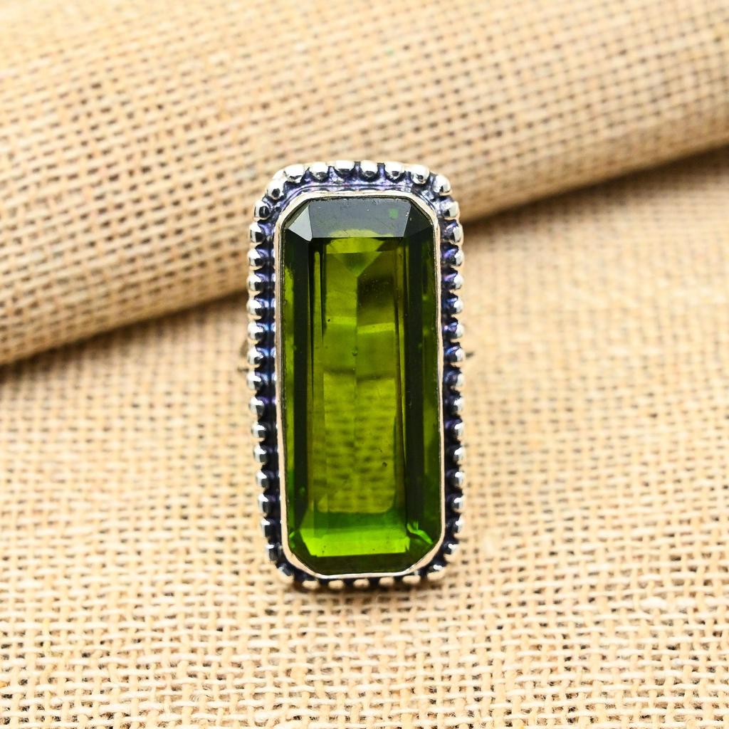 Peridot Gemstone Handmade 925 Solid Sterling Silver Jewelry Pretty Ring For Her