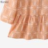 ZANZEA Damen Casual V-Ausschnitt 3/4-Ärmel Locker Bedruckte Bluse