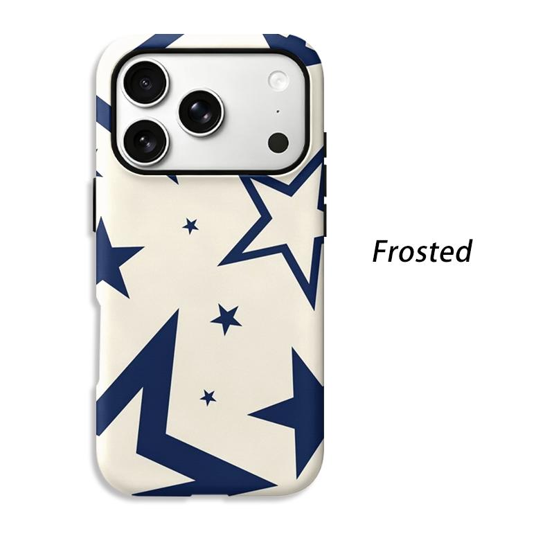 Abstract Navy Oversized Star Modern Geometric Art Protective Shockproof Film Aesthetic Bumper Phone Case Cover For iPhone 14 15 16 Pro Max Plus
