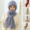 Gorro De Invierno para Mujer Tejido Grueso Color Sólido Doble Capa A Prueba De Viento Cálido Suave Protección para Los Oídos Elástico Antideslizante Gorro Bufanda Combo Gorro para Mujer