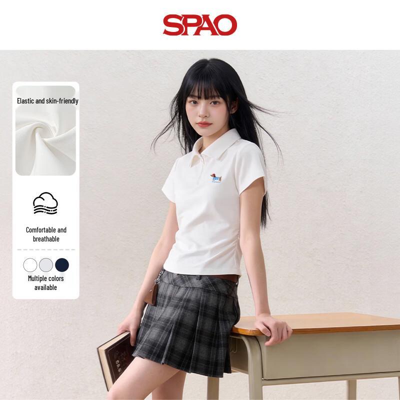 SPAO Women s Polo Collar Short Sleeve T-Shirt S