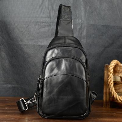 Genuine Leather Men's Chest Bag Crossbody Bag Top Layer Cowhide Fashionable Men's Chest Bag Small Backpack
