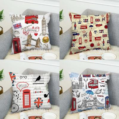 LOVE England Bedruckter Kissenbezug Für Auto Sofa Dekoration Zuhause Zweiseitiger Druck Plüsch Quadratische Decke Kissenbezug